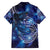 North Island Kokako and South Island Kokako Family Matching Off The Shoulder Long Sleeve Dress and Hawaiian Shirt New Zealand Native Bird with Galaxy Vibe