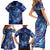 North Island Kokako and South Island Kokako Family Matching Short Sleeve Bodycon Dress and Hawaiian Shirt New Zealand Native Bird with Galaxy Vibe