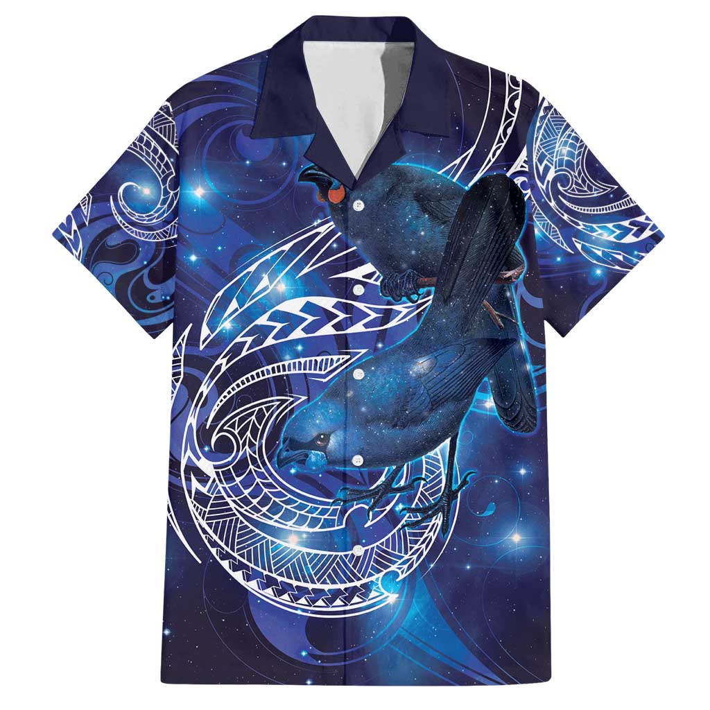 North Island Kokako and South Island Kokako Family Matching Tank Maxi Dress and Hawaiian Shirt New Zealand Native Bird with Galaxy Vibe