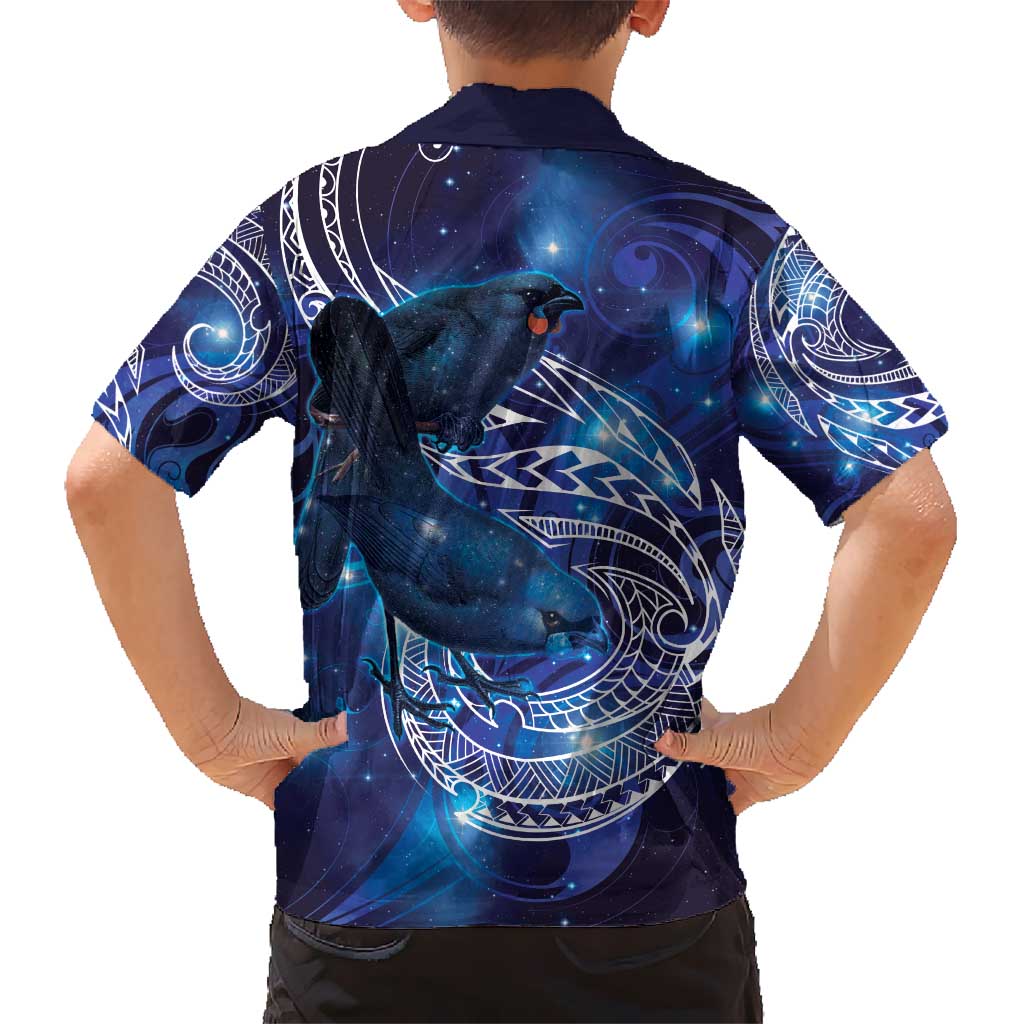 North Island Kokako and South Island Kokako Hawaiian Shirt New Zealand Native Bird with Galaxy Vibe LT9 - Polynesian Pride