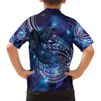North Island Kokako and South Island Kokako Hawaiian Shirt New Zealand Native Bird with Galaxy Vibe LT9 - Polynesian Pride