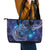 North Island Kokako and South Island Kokako Leather Tote Bag New Zealand Native Bird with Galaxy Vibe