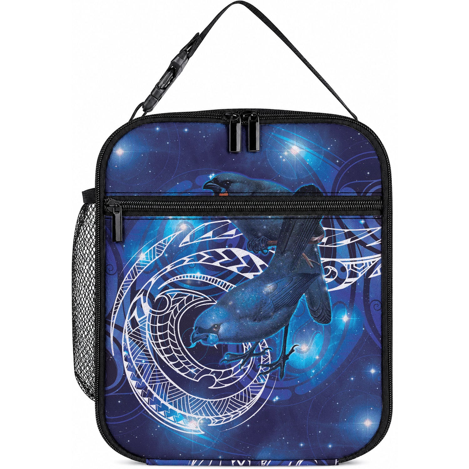 North Island Kokako and South Island Kokako Lunch Bag New Zealand Native Bird with Galaxy Vibe LT9 10.2 × 8.3 × 4.3 inch Galaxy - Polynesian Pride