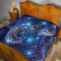 North Island Kokako and South Island Kokako Quilt New Zealand Native Bird with Galaxy Vibe