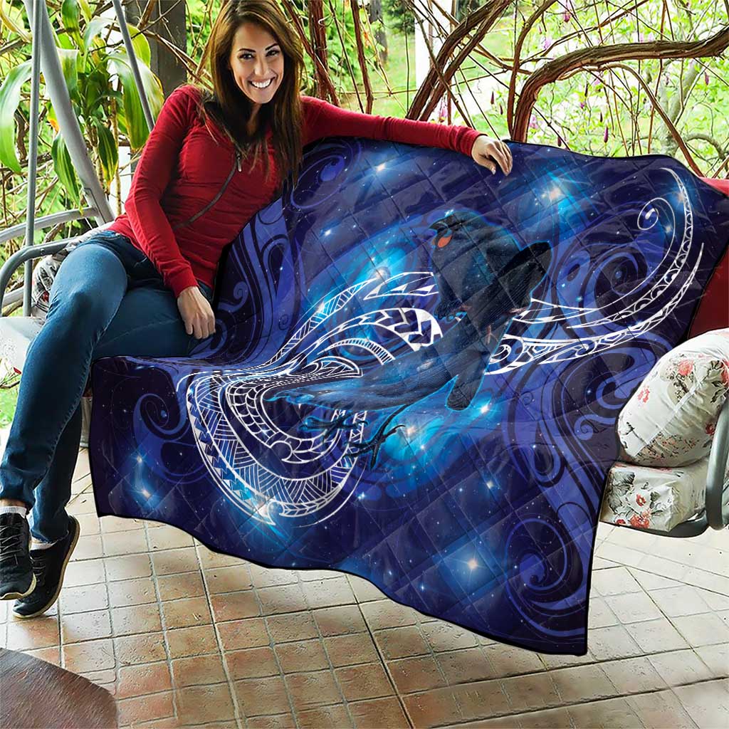 North Island Kokako and South Island Kokako Quilt New Zealand Native Bird with Galaxy Vibe