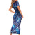 North Island Kokako and South Island Kokako Short Sleeve Bodycon Dress New Zealand Native Bird with Galaxy Vibe