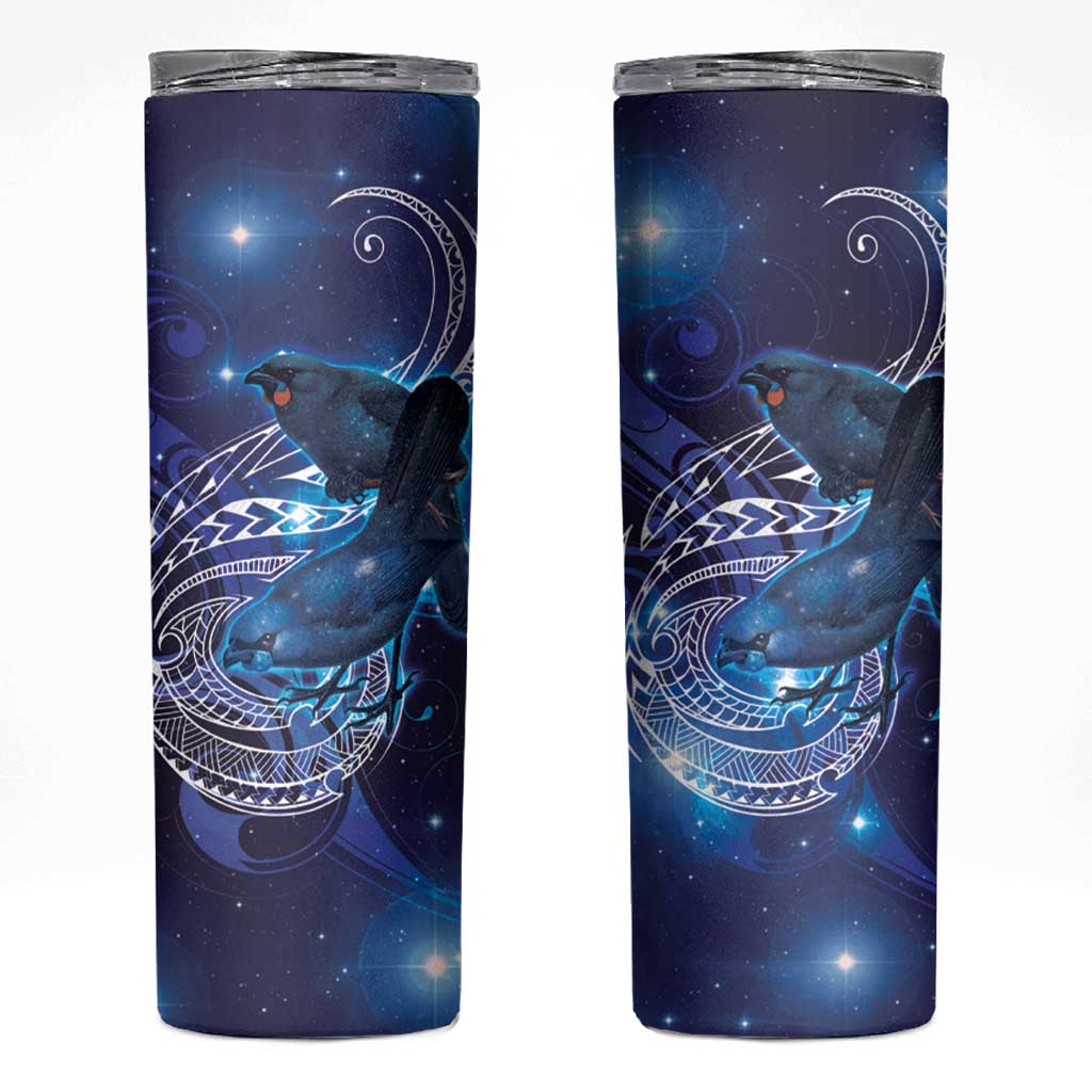 North Island Kokako and South Island Kokako Skinny Tumbler New Zealand Native Bird with Galaxy Vibe