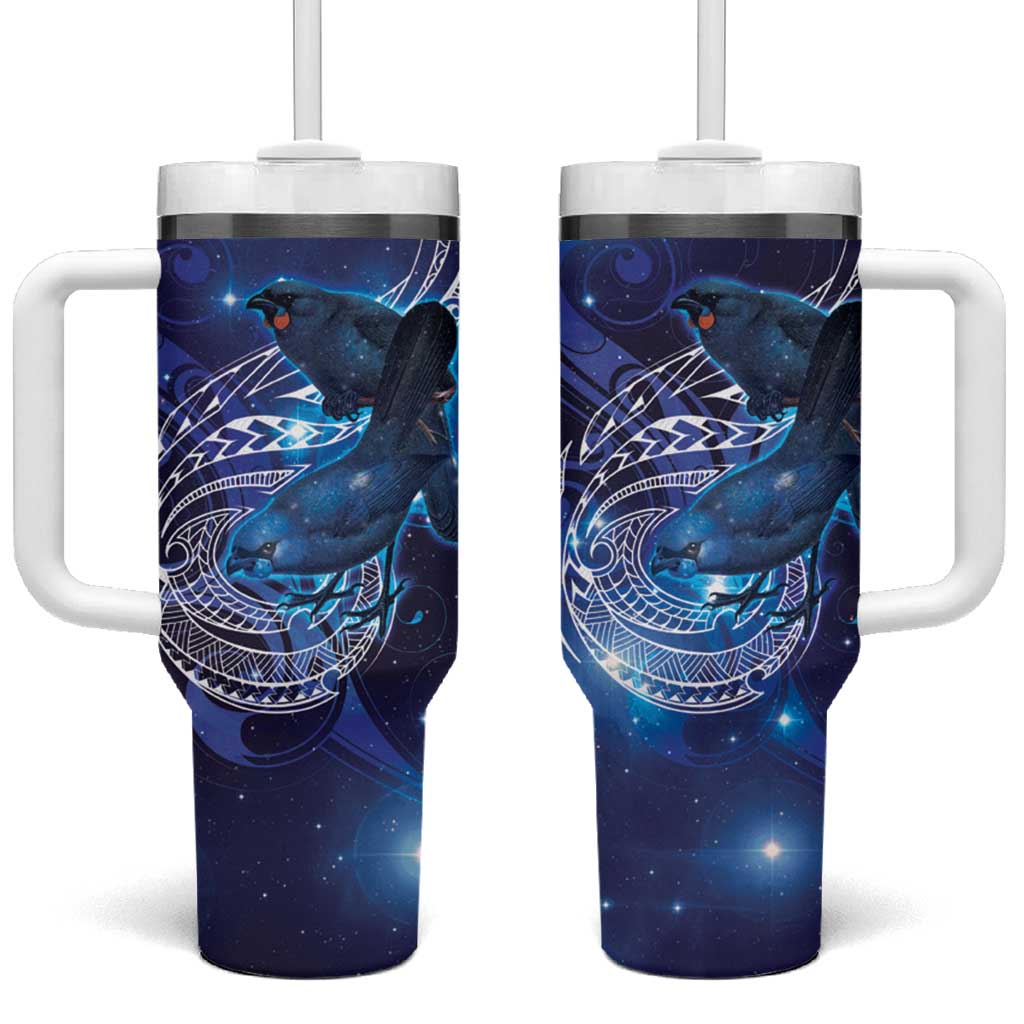 North Island Kokako and South Island Kokako Tumbler With Handle New Zealand Native Bird with Galaxy Vibe