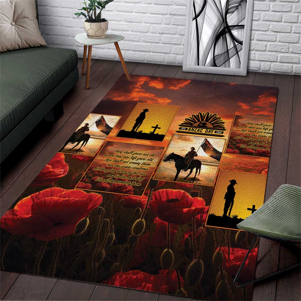 ANZAC Day Film Reel Lest We Forget Area Rug Australia NZ Memorial