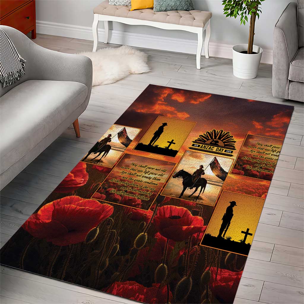 ANZAC Day Film Reel Lest We Forget Area Rug Australia NZ Memorial