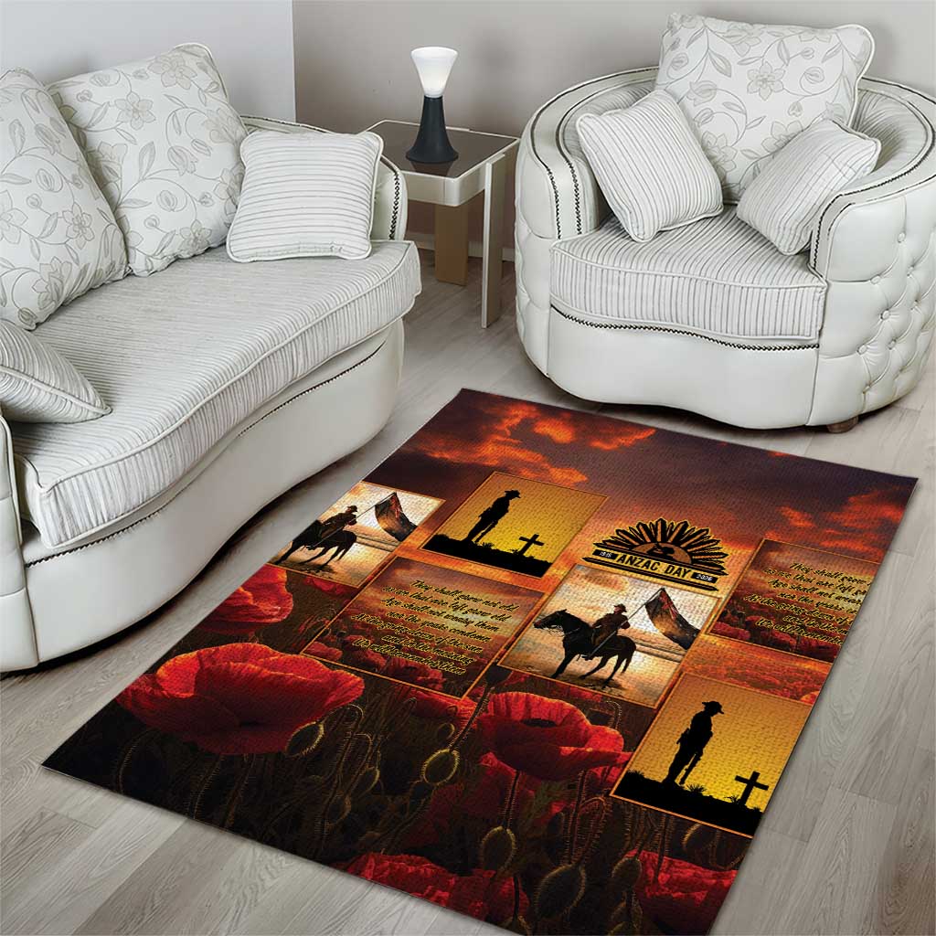 ANZAC Day Film Reel Lest We Forget Area Rug Australia NZ Memorial