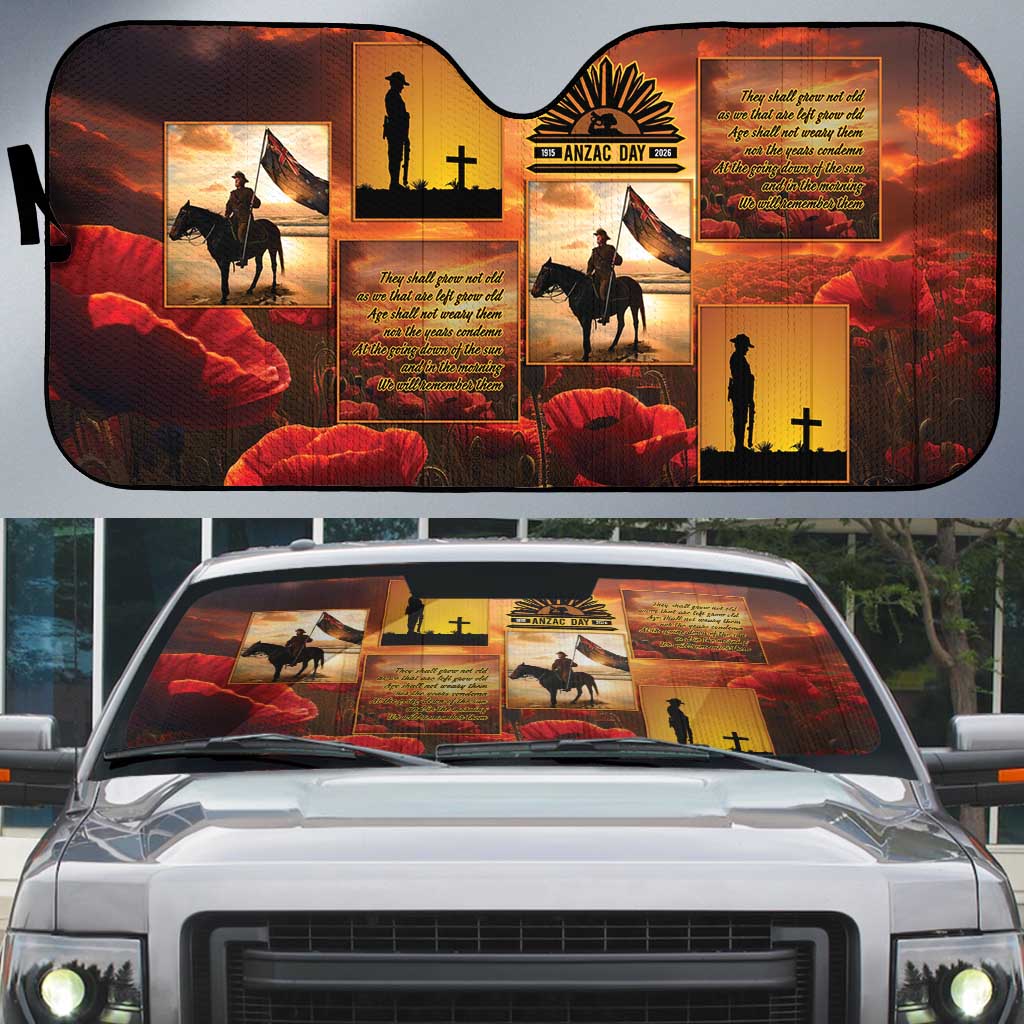 ANZAC Day Film Reel Lest We Forget Auto Sun Shade Australia NZ Memorial