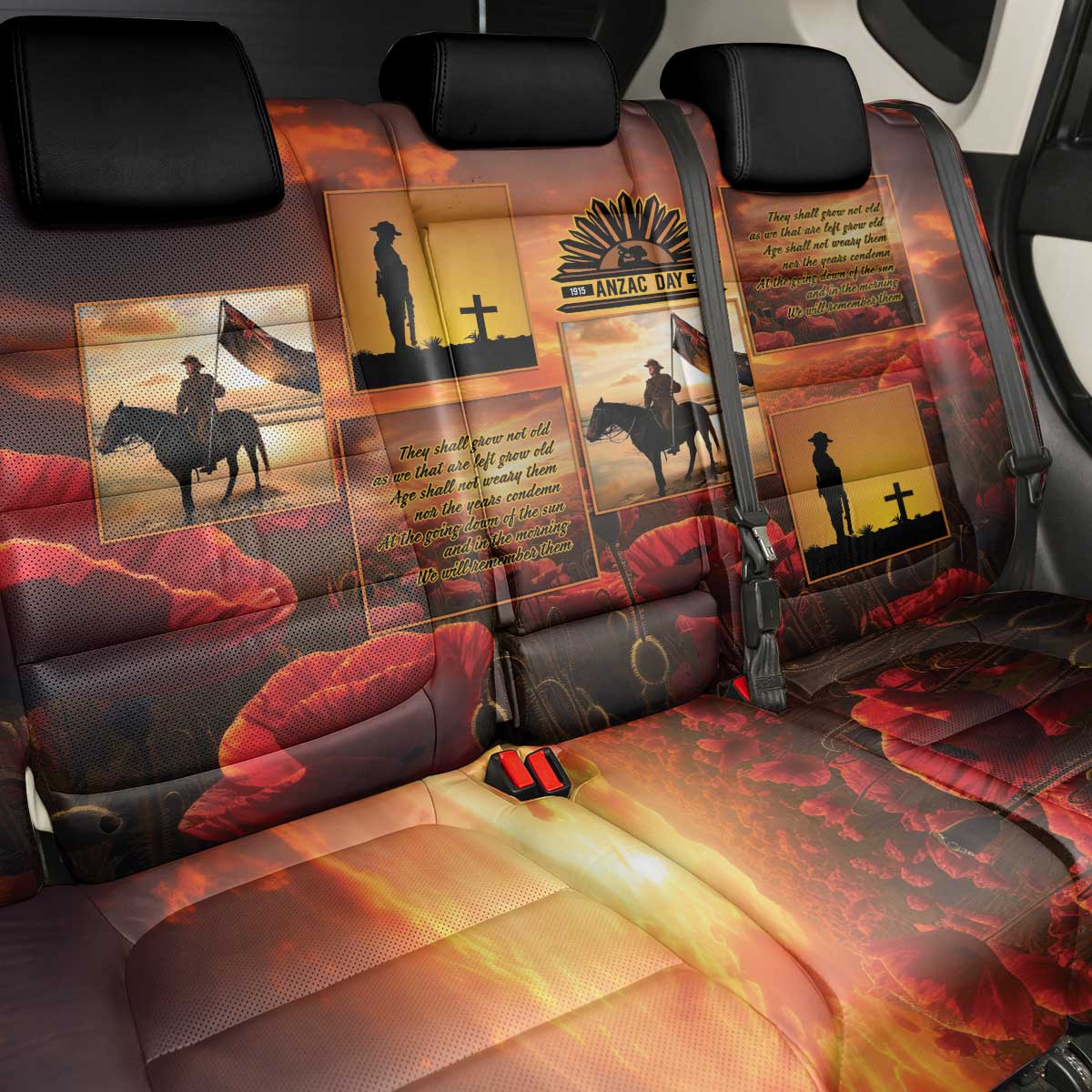 ANZAC Day Film Reel Lest We Forget Back Car Seat Cover Australia NZ Memorial LT9 - Polynesian Pride