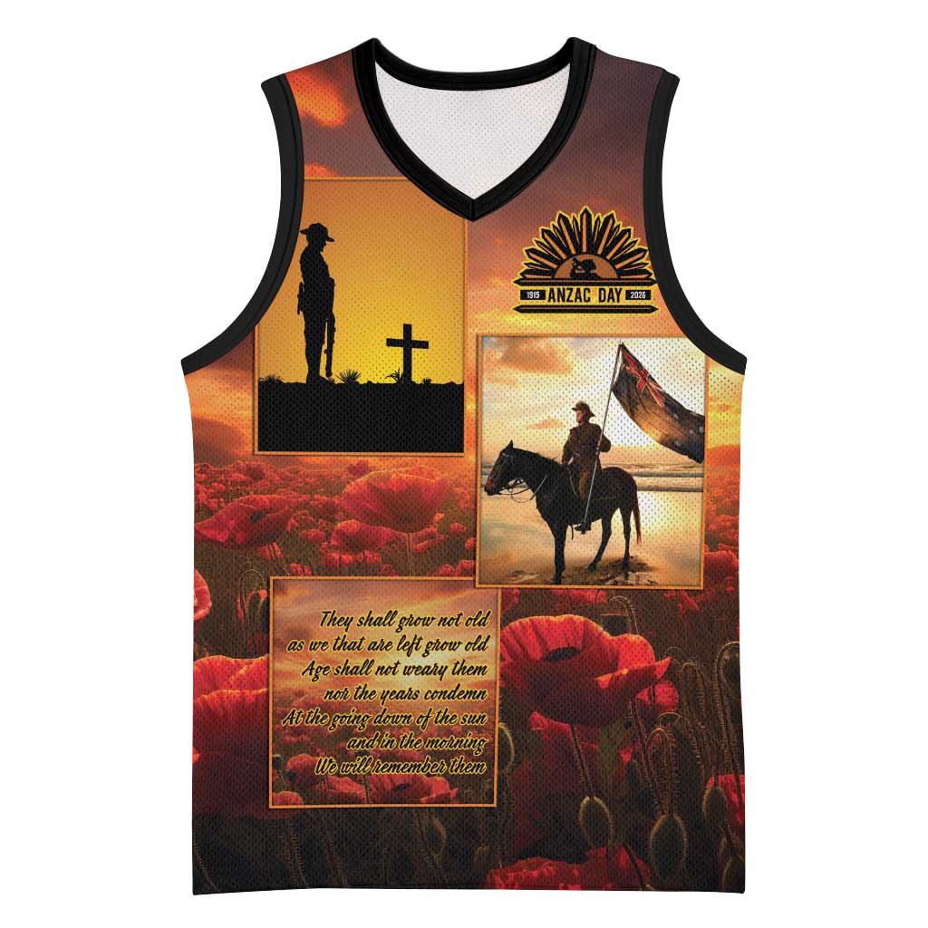 ANZAC Day Film Reel Lest We Forget Basketball Jersey Australia NZ Memorial LT9 Unisex Red - Polynesian Pride