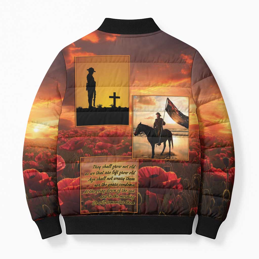 ANZAC Day Film Reel Lest We Forget Bomber Puffer Jacket Australia NZ Memorial LT9 - Polynesian Pride
