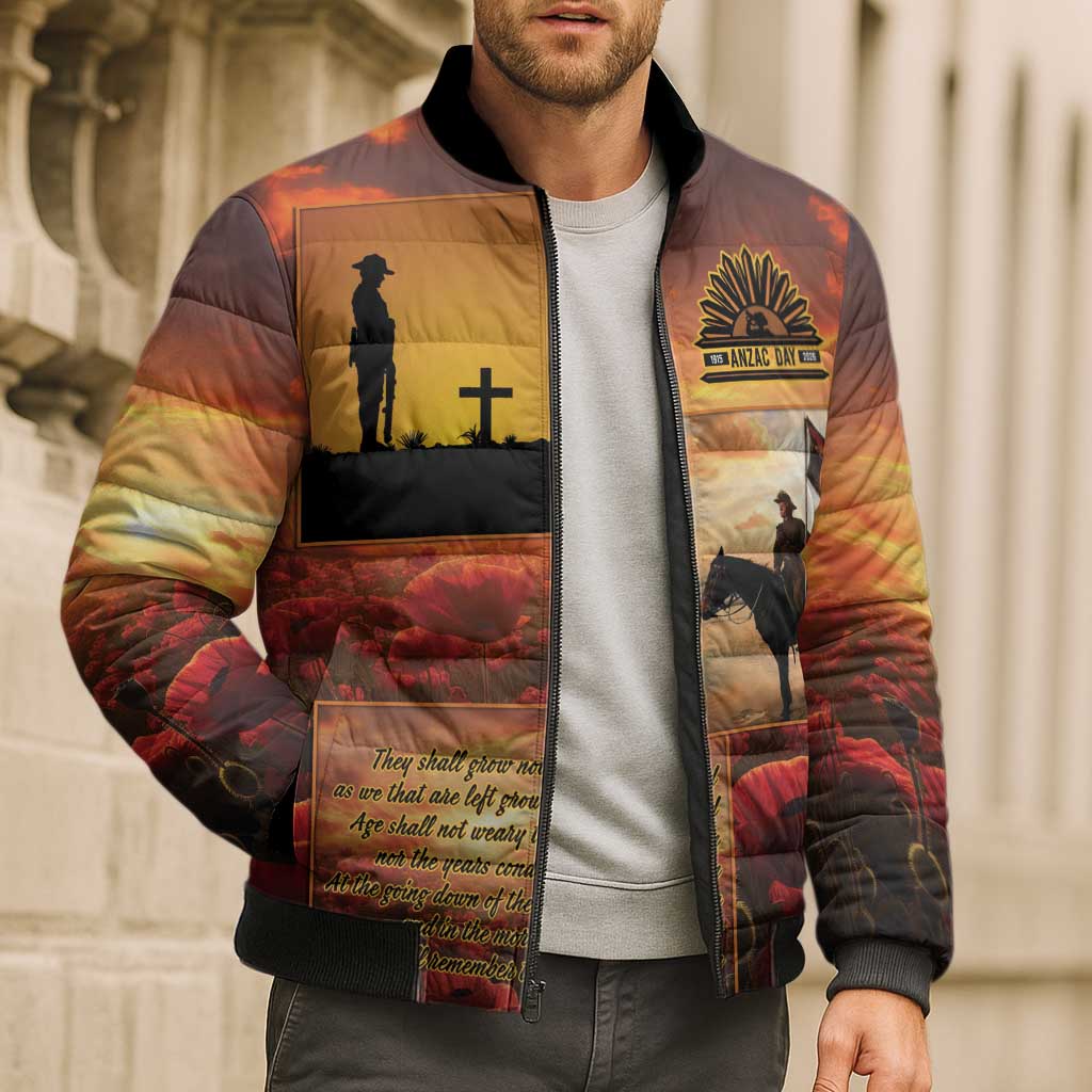 ANZAC Day Film Reel Lest We Forget Bomber Puffer Jacket Australia NZ Memorial LT9 - Polynesian Pride