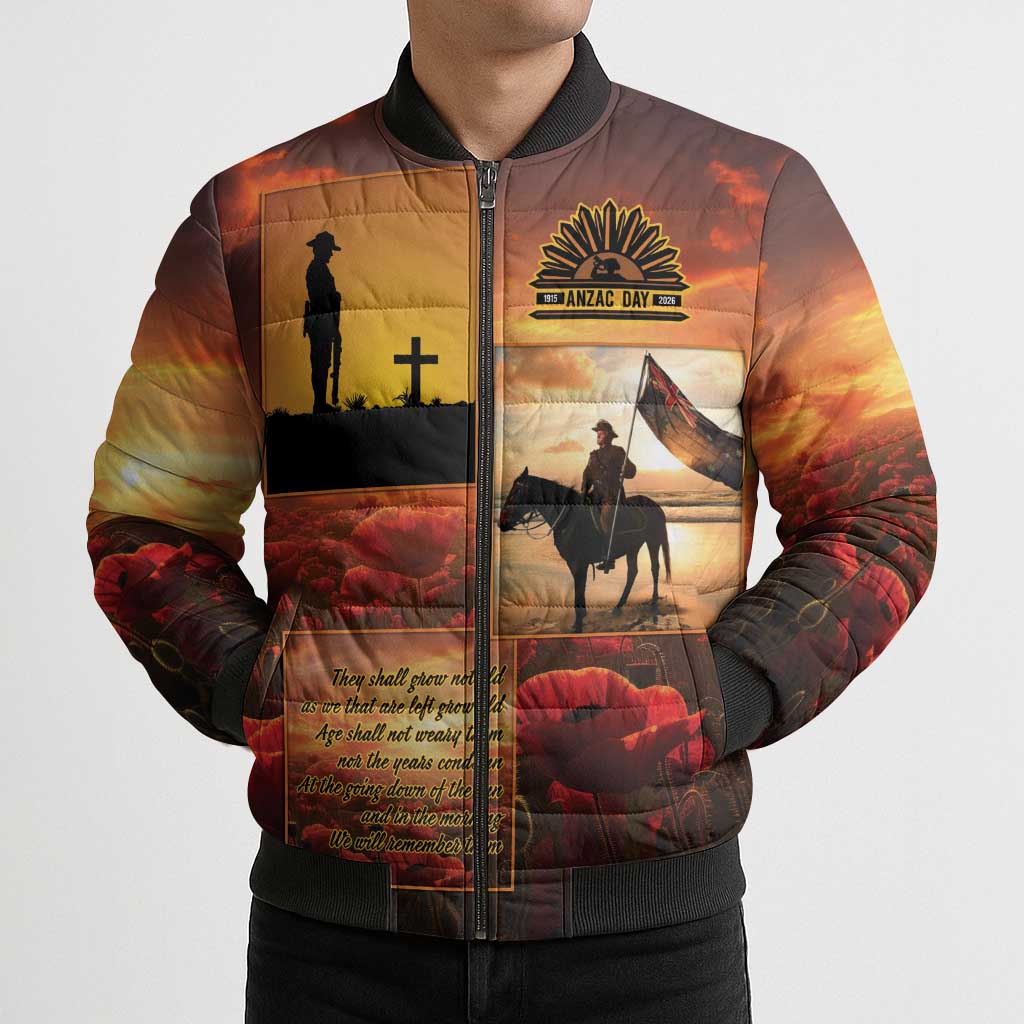 ANZAC Day Film Reel Lest We Forget Bomber Puffer Jacket Australia NZ Memorial LT9 - Polynesian Pride