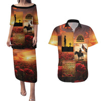 ANZAC Day Film Reel Lest We Forget Couples Matching Puletasi and Hawaiian Shirt Australia NZ Memorial