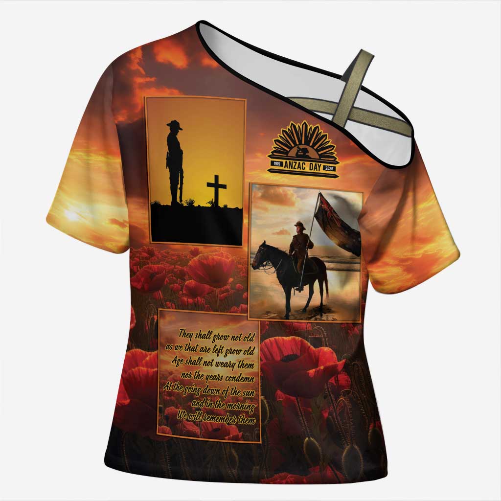 ANZAC Day Film Reel Lest We Forget Cross Shoulder Shirt Australia NZ Memorial