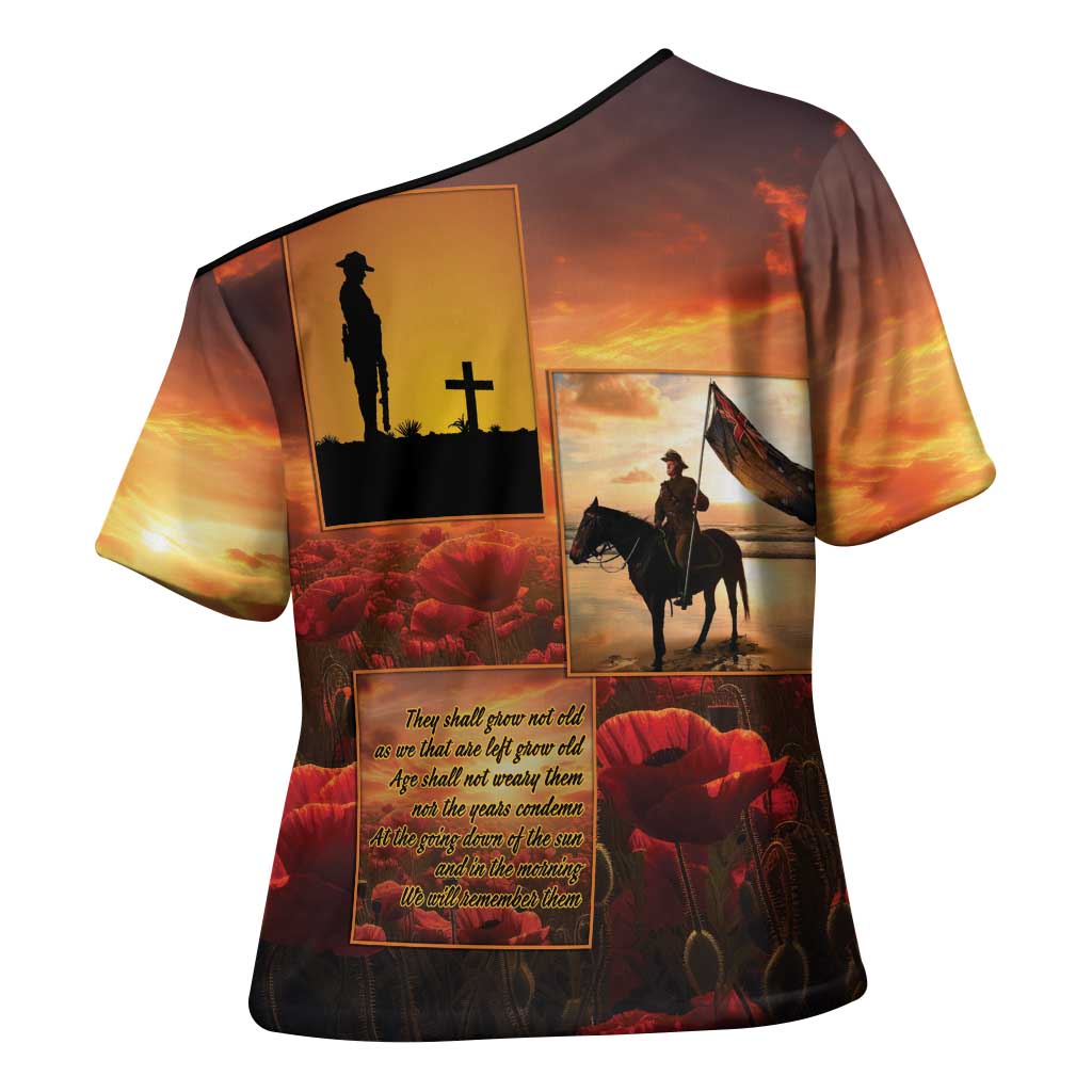 ANZAC Day Film Reel Lest We Forget Cross Shoulder Shirt Australia NZ Memorial