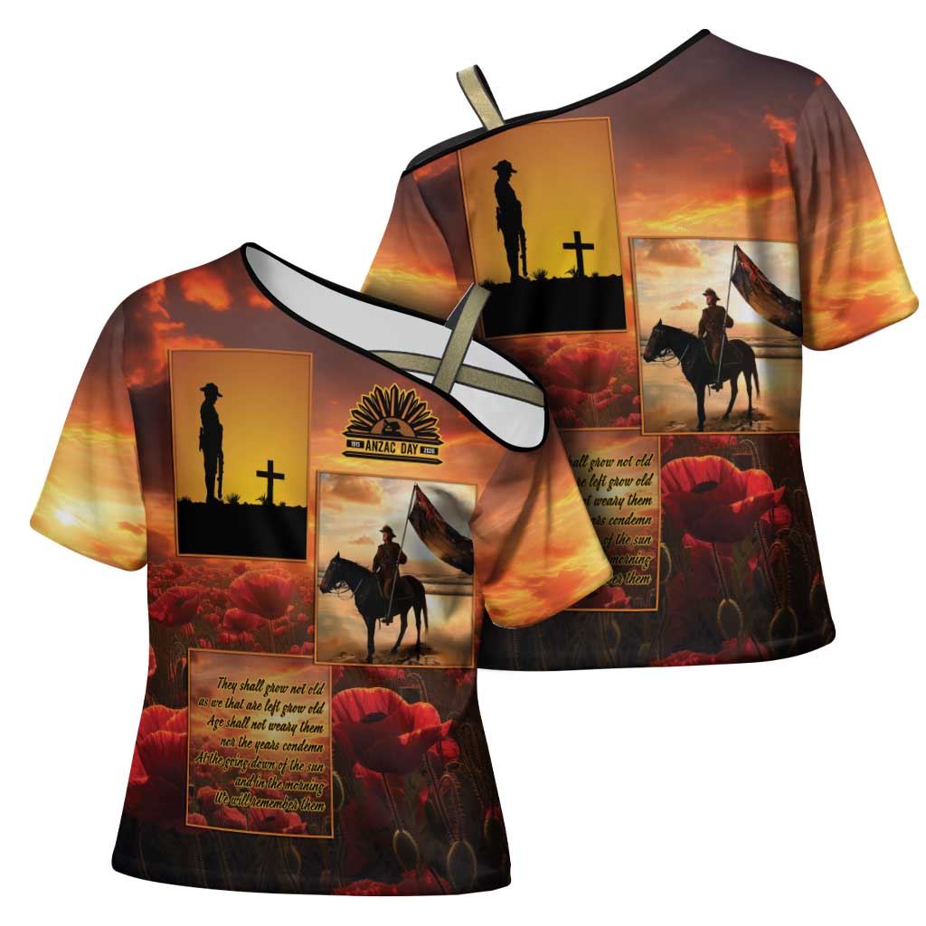ANZAC Day Film Reel Lest We Forget Cross Shoulder Shirt Australia NZ Memorial