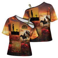 ANZAC Day Film Reel Lest We Forget Cross Shoulder Shirt Australia NZ Memorial