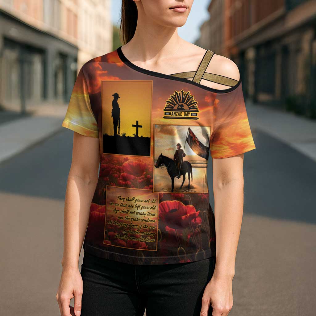 ANZAC Day Film Reel Lest We Forget Cross Shoulder Shirt Australia NZ Memorial