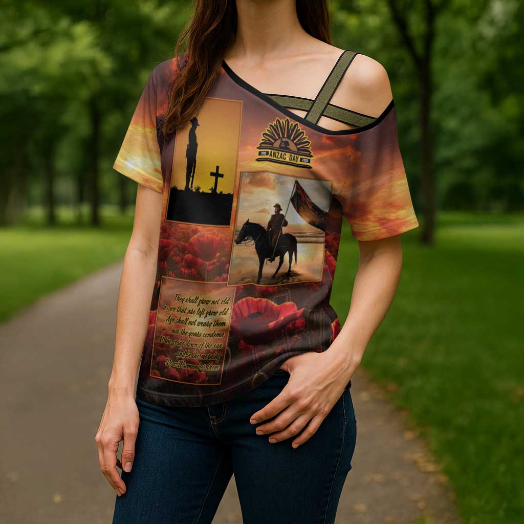 ANZAC Day Film Reel Lest We Forget Cross Shoulder Shirt Australia NZ Memorial