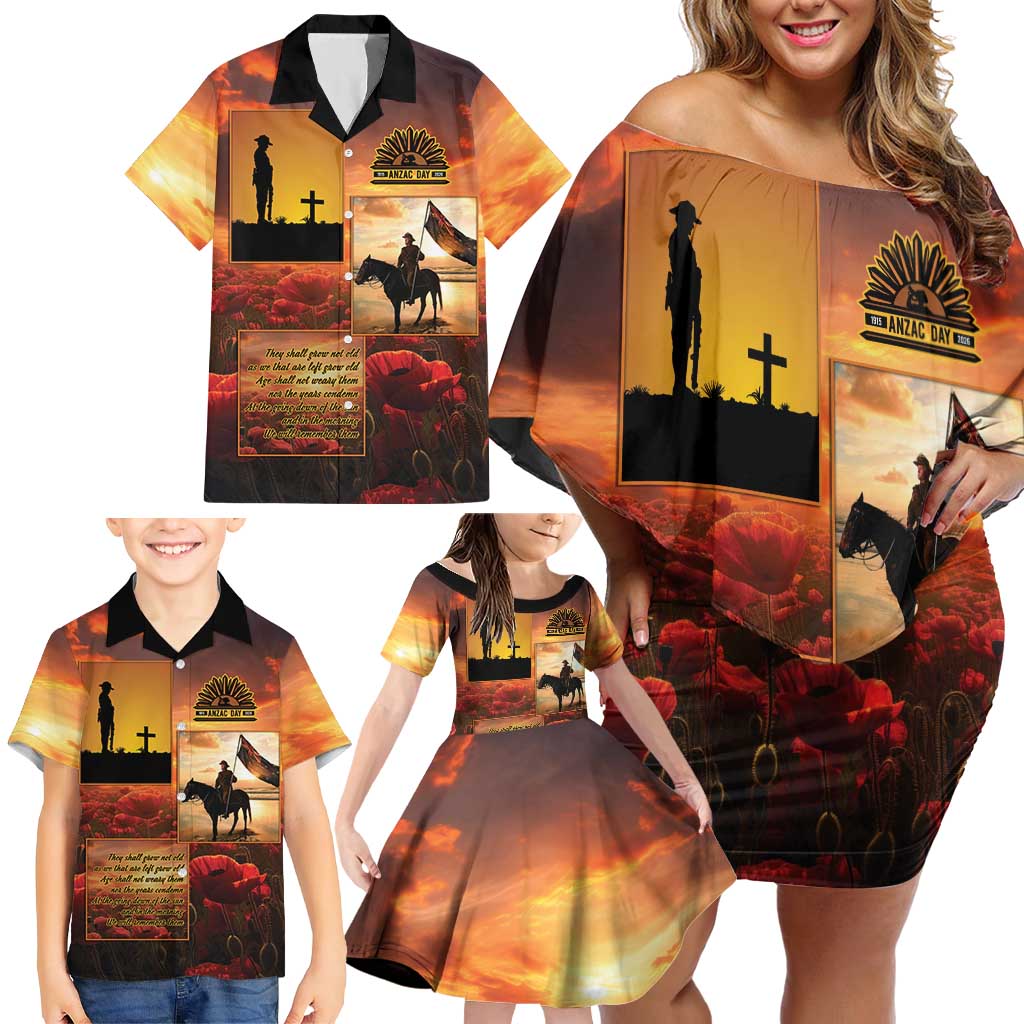 ANZAC Day Film Reel Lest We Forget Family Matching Off Shoulder Short Dress and Hawaiian Shirt Australia NZ Memorial LT9 - Polynesian Pride
