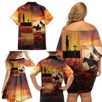 ANZAC Day Film Reel Lest We Forget Family Matching Off Shoulder Short Dress and Hawaiian Shirt Australia NZ Memorial