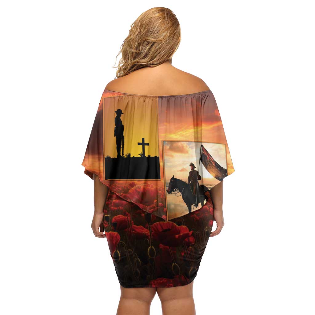 ANZAC Day Film Reel Lest We Forget Family Matching Off Shoulder Short Dress and Hawaiian Shirt Australia NZ Memorial