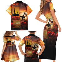ANZAC Day Film Reel Lest We Forget Family Matching Short Sleeve Bodycon Dress and Hawaiian Shirt Australia NZ Memorial