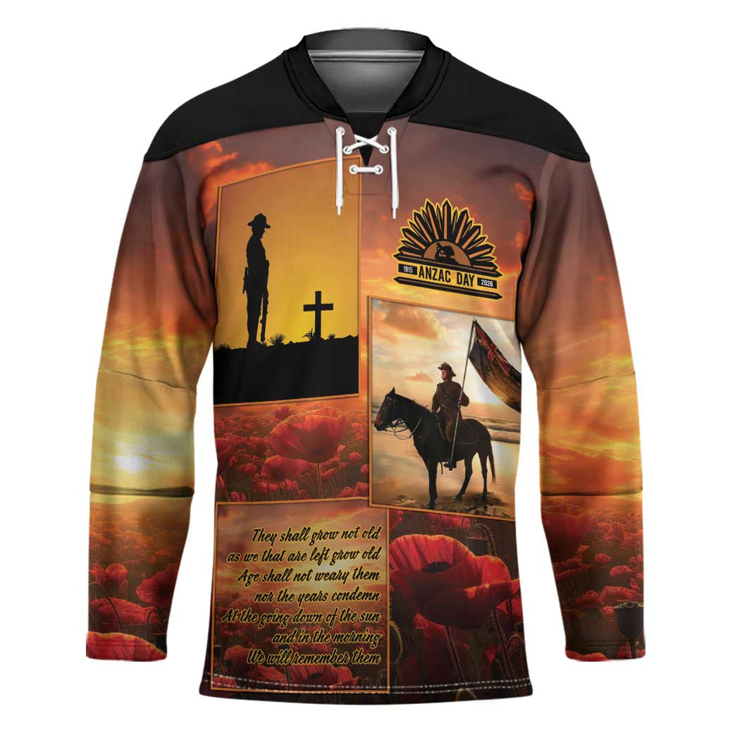 ANZAC Day Film Reel Lest We Forget Hockey Jersey Australia NZ Memorial LT9 Unisex Red - Polynesian Pride