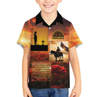 ANZAC Day Film Reel Lest We Forget Kid Hawaiian Shirt Australia NZ Memorial LT9 Kid Red - Polynesian Pride