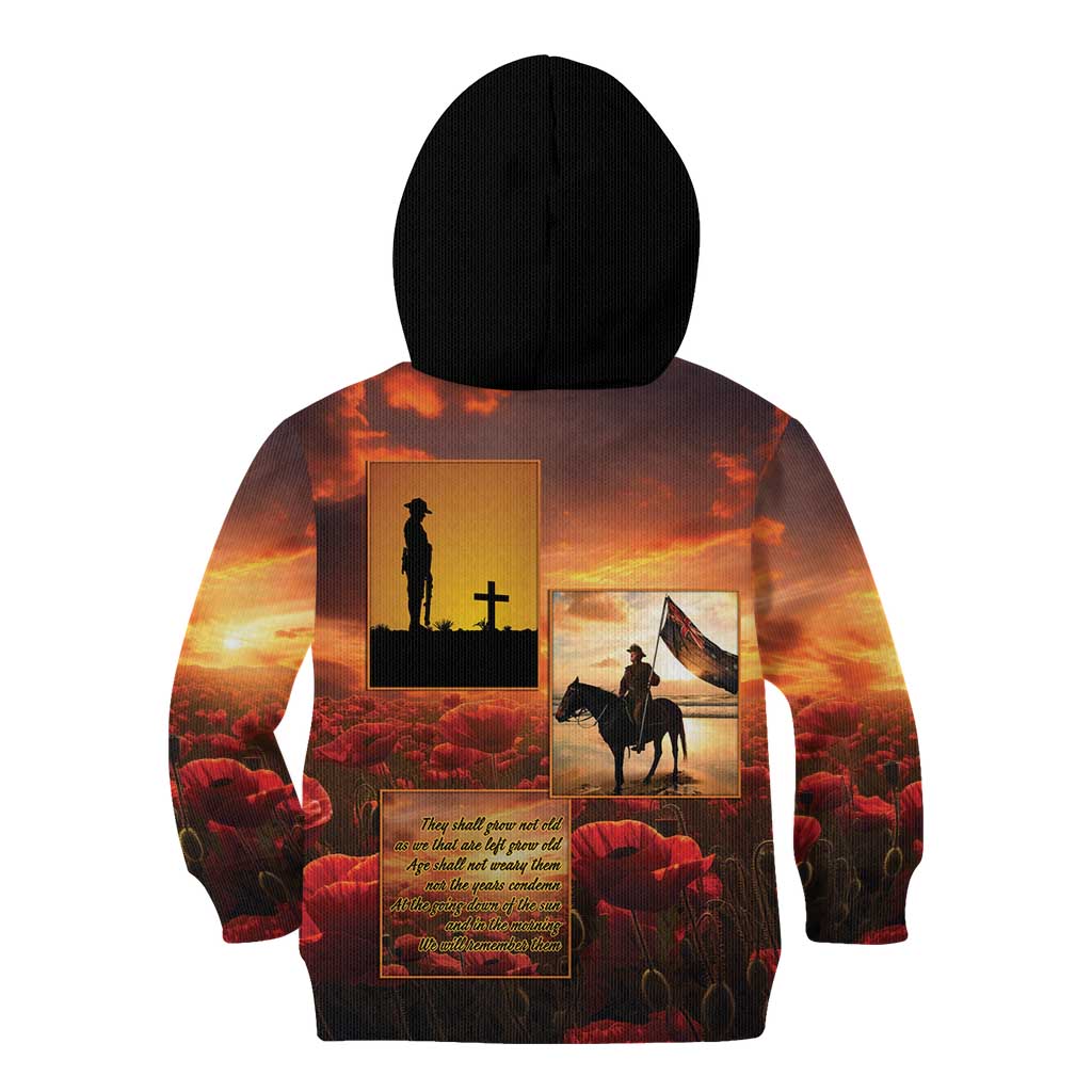 ANZAC Day Film Reel Lest We Forget Kid Hoodie Australia NZ Memorial LT9 - Polynesian Pride