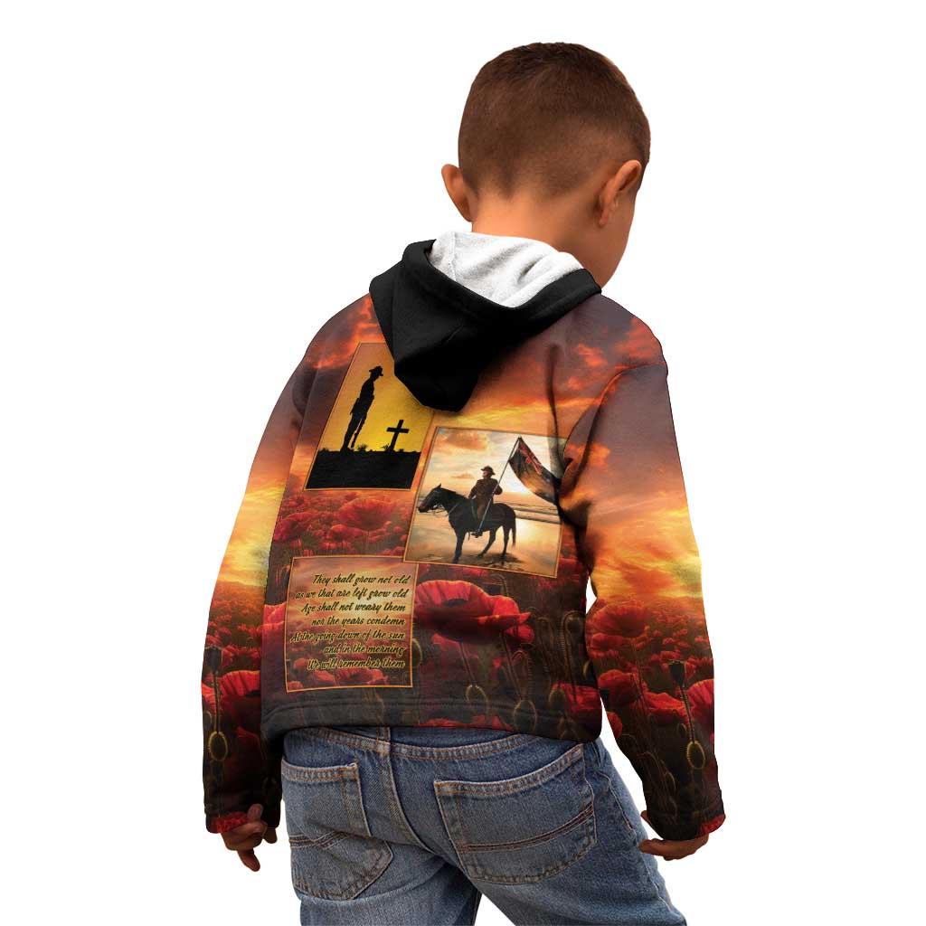 ANZAC Day Film Reel Lest We Forget Kid Hoodie Australia NZ Memorial LT9 - Polynesian Pride