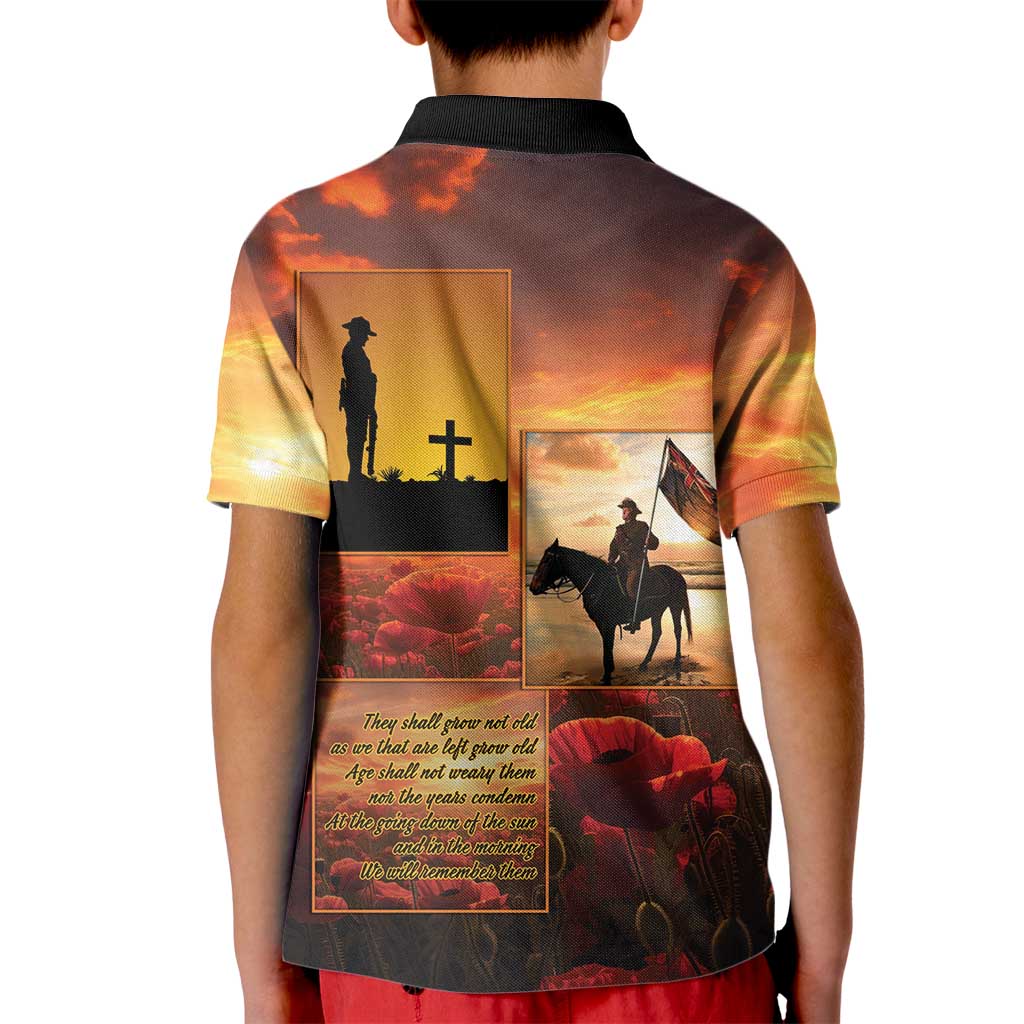 ANZAC Day Film Reel Lest We Forget Kid Polo Shirt Australia NZ Memorial LT9 - Polynesian Pride