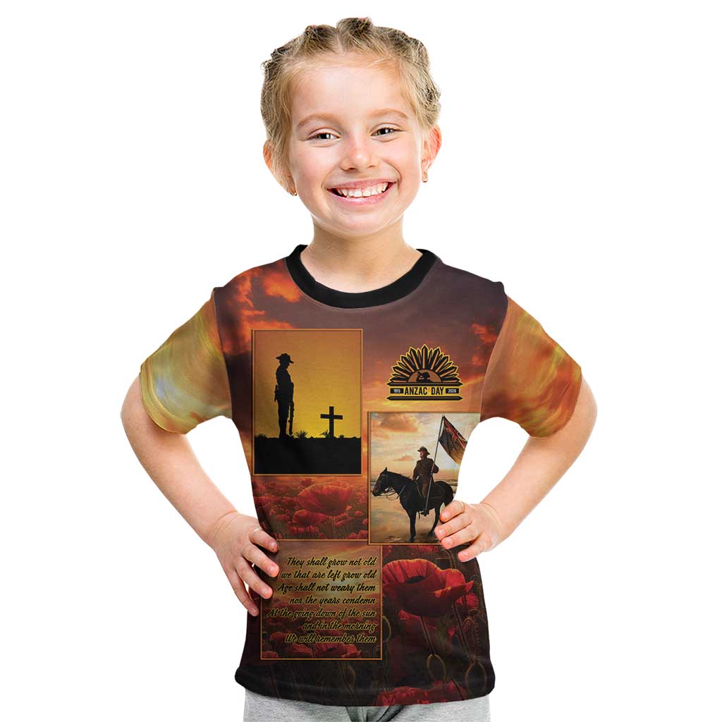 ANZAC Day Film Reel Lest We Forget Kid T Shirt Australia NZ Memorial LT9 Red - Polynesian Pride