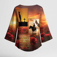 ANZAC Day Film Reel Lest We Forget Kimono Sleeve Blouse Australia NZ Memorial