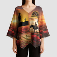 ANZAC Day Film Reel Lest We Forget Kimono Sleeve Blouse Australia NZ Memorial