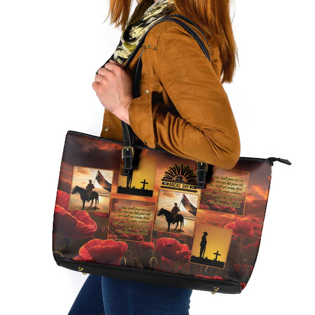 ANZAC Day Film Reel Lest We Forget Leather Tote Bag Australia NZ Memorial LT9 Red - Polynesian Pride