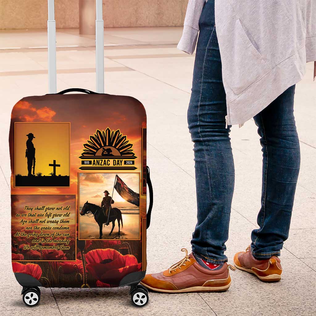 ANZAC Day Film Reel Lest We Forget Luggage Cover Australia NZ Memorial LT9 Red - Polynesian Pride