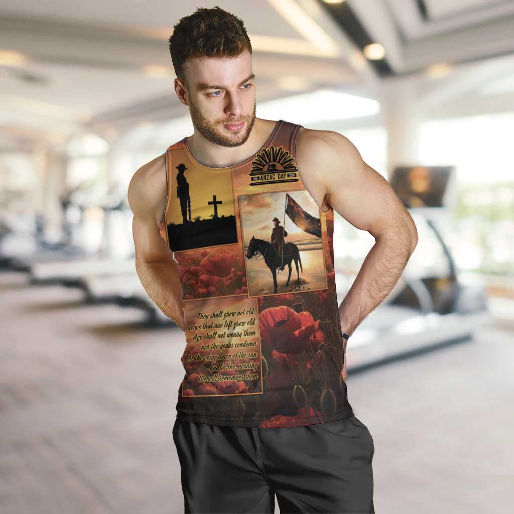 ANZAC Day Film Reel Lest We Forget Men Tank Top Australia NZ Memorial