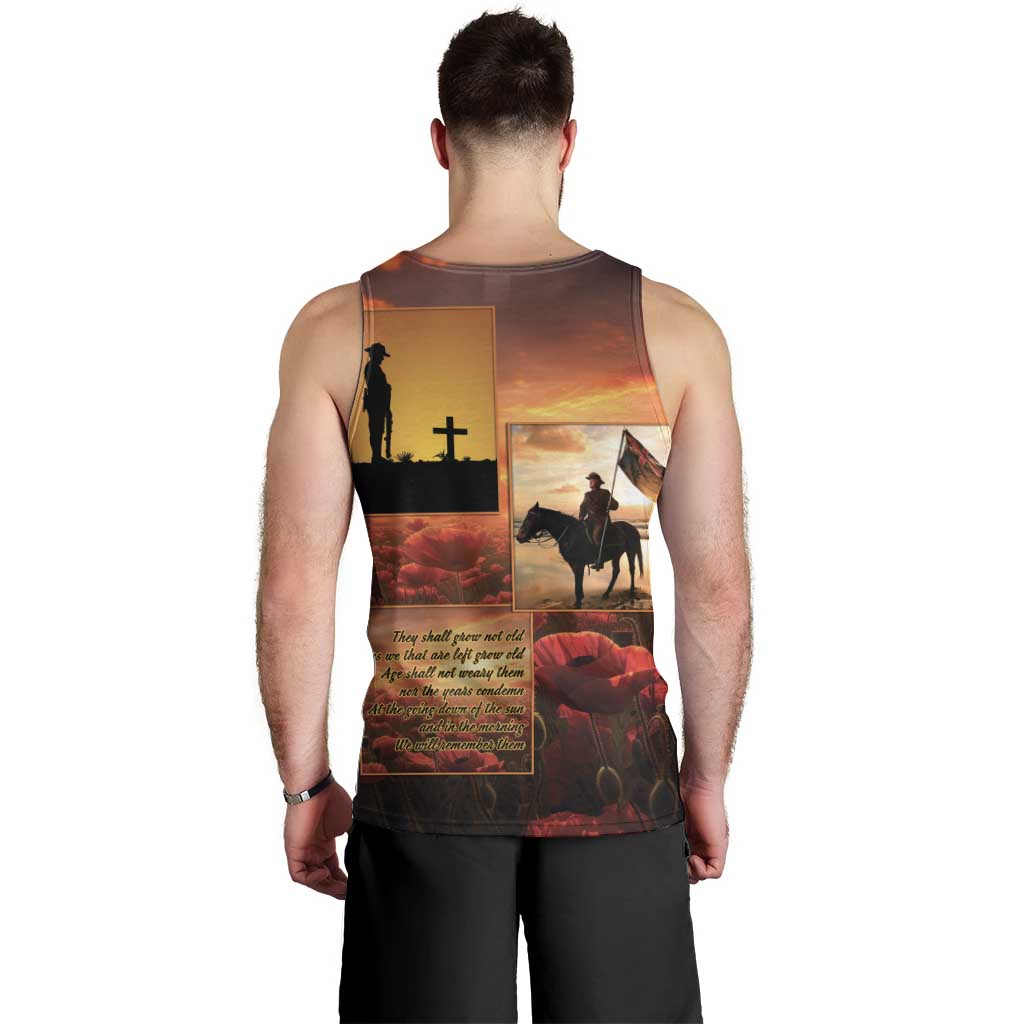 ANZAC Day Film Reel Lest We Forget Men Tank Top Australia NZ Memorial