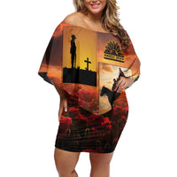 ANZAC Day Film Reel Lest We Forget Off Shoulder Short Dress Australia NZ Memorial LT9 Women Red - Polynesian Pride