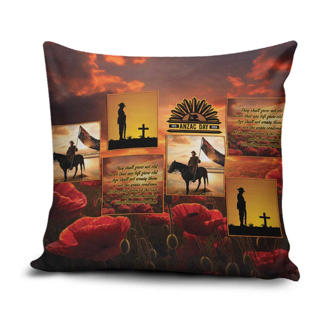 ANZAC Day Film Reel Lest We Forget Pillow Cover Australia NZ Memorial LT9 Red - Polynesian Pride