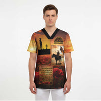 ANZAC Day Film Reel Lest We Forget Scrub Top Australia NZ Memorial LT9 - Polynesian Pride