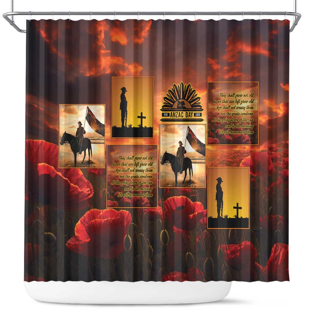 ANZAC Day Film Reel Lest We Forget Shower Curtain Australia NZ Memorial LT9 Red - Polynesian Pride