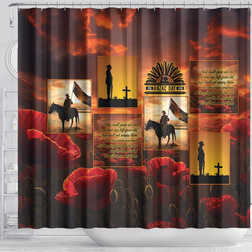 ANZAC Day Film Reel Lest We Forget Shower Curtain Australia NZ Memorial LT9 - Polynesian Pride