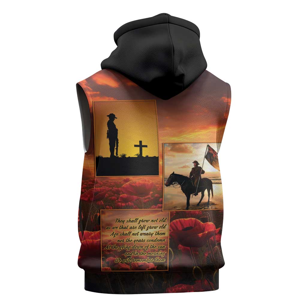 ANZAC Day Film Reel Lest We Forget Sleeveless Hoodie Australia NZ Memorial